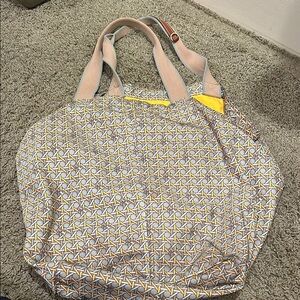 Stylish Geometric Tote Bag - Yellow and Gray